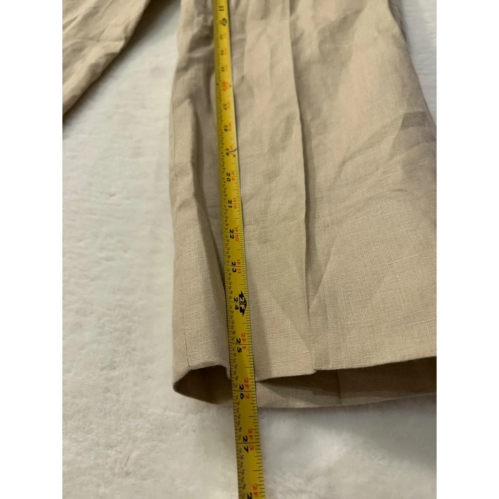 Mens Tan Linen Blend Dress Pants Khaki Straight Leg Trousers Size 34x26 Summer